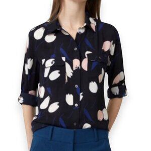 LOFT Black Floral Blouse
